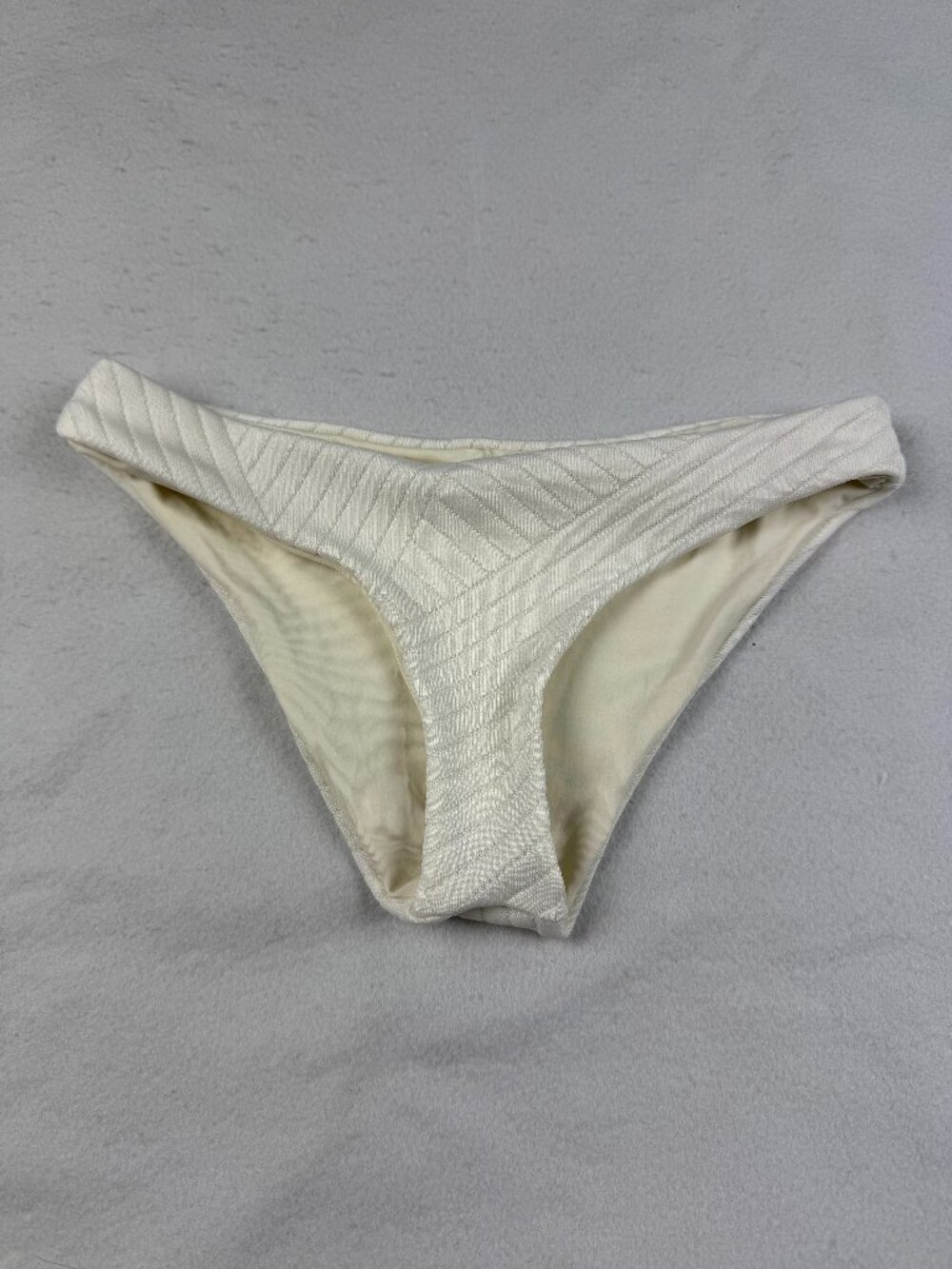L*SPACE Cream Textured Stripe Bikini Bottom Size XS